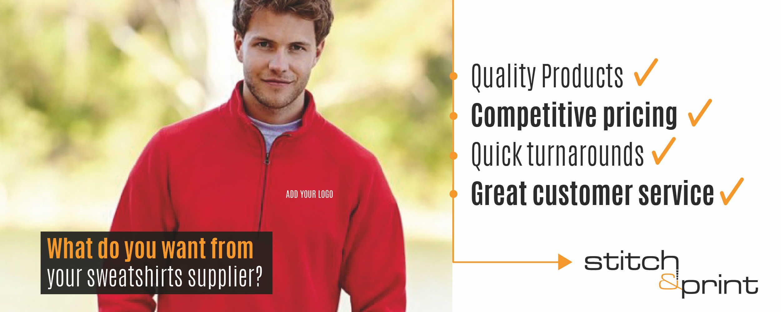 Embroidered Sweatshirts with Stitch and Print