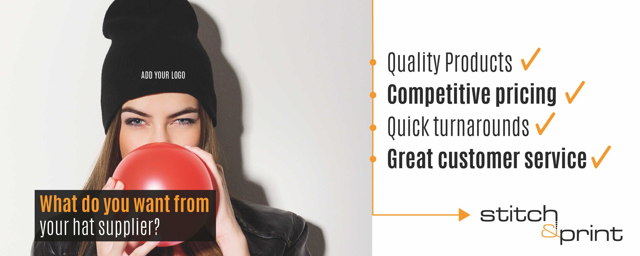 Embroidered Work Hats with Stitch and Print