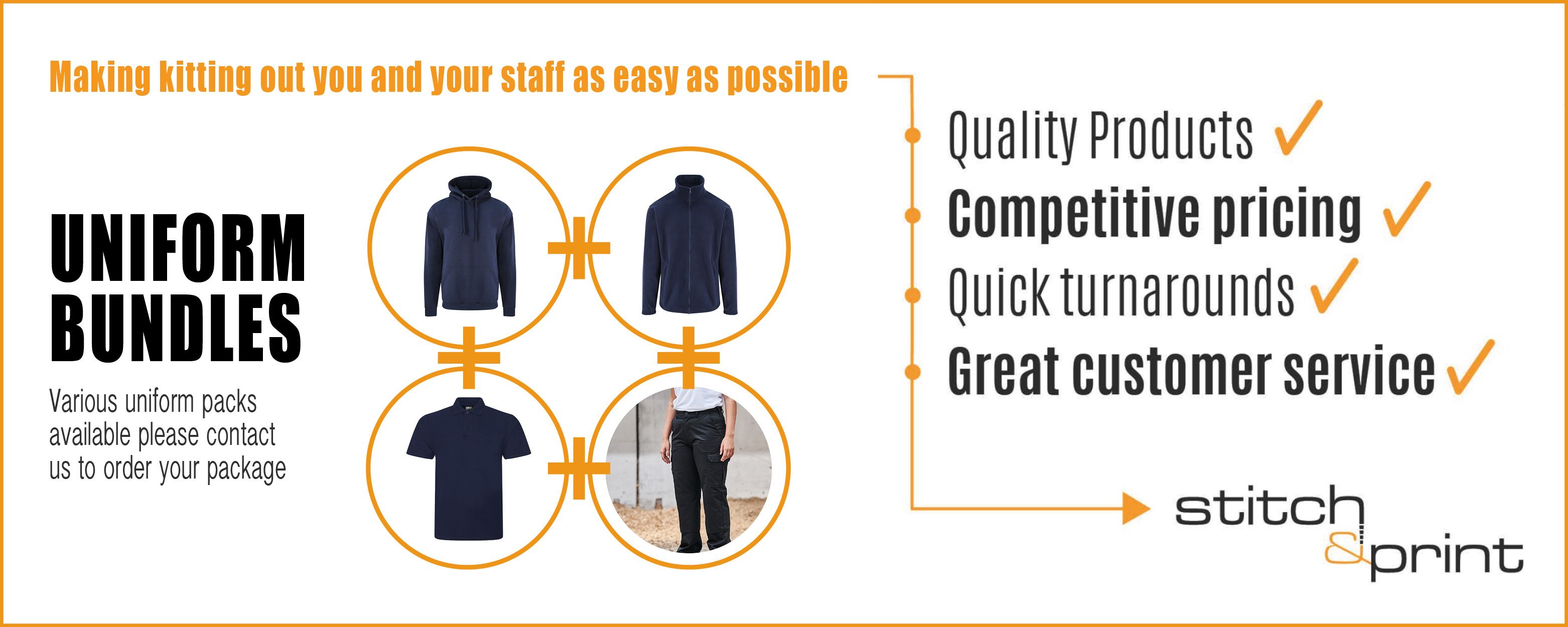 Embroidered Uniform Packs with Stitch and Print