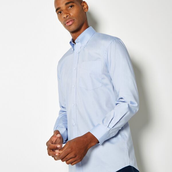 Kustom Kit Premium Long Sleeve Classic Fit Embroidered Oxford Shirt Thumbnail