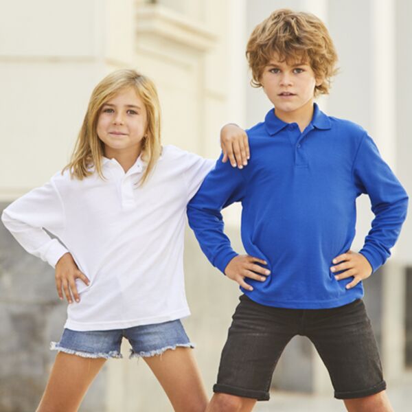 Fruit of the Loom Kids Long Sleeve Piqué Polo Shirt Thumbnail